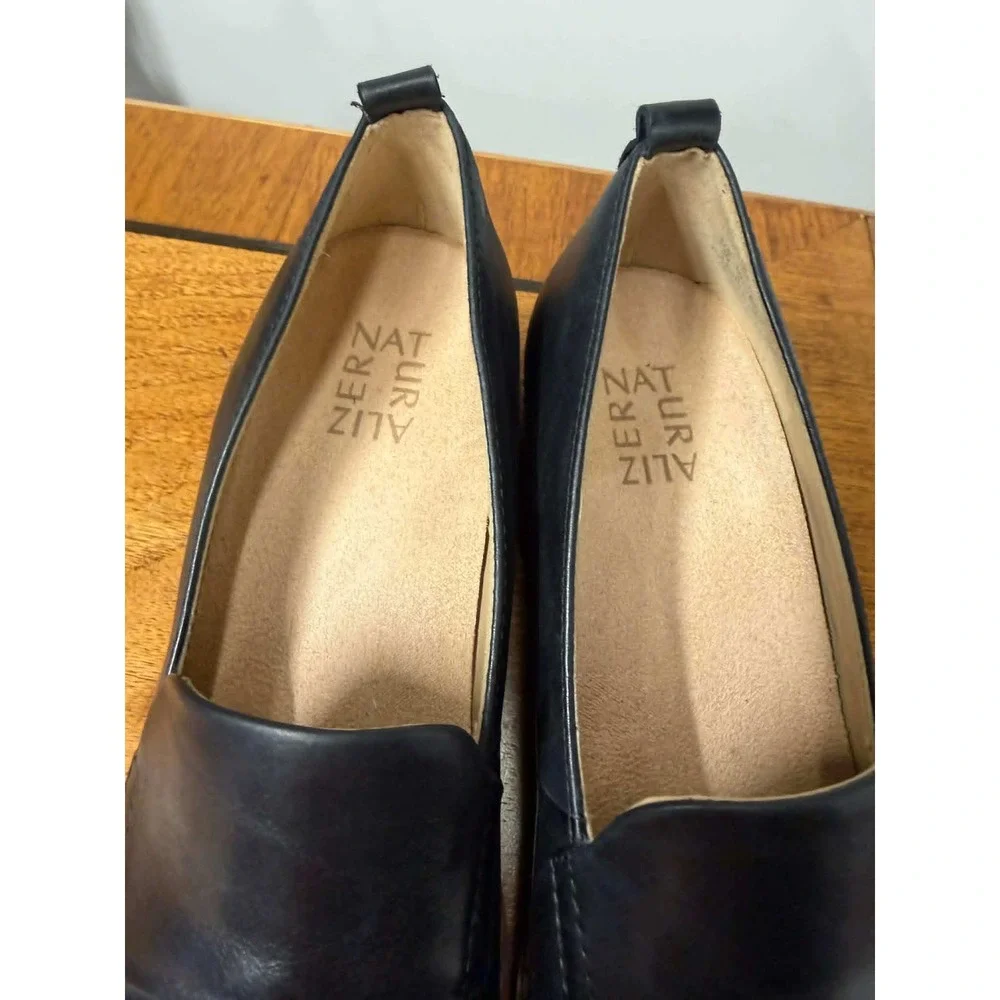 Naturalizer Womens‎ 7.5 Darry Black Leather Chunky Sole Platform Loafers
